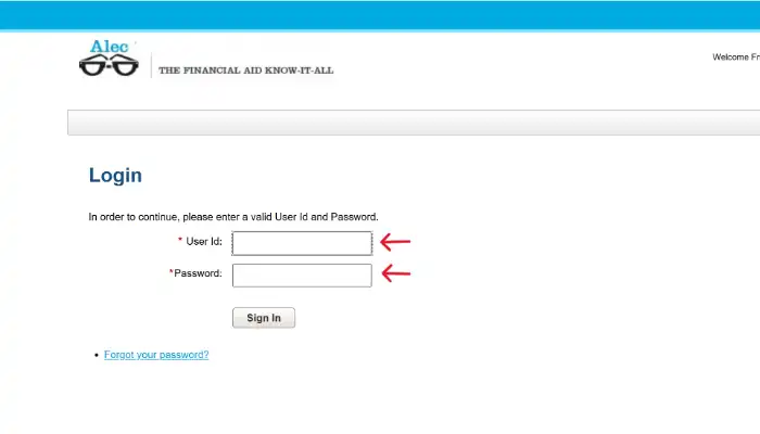 AESsuccess login page for lenders or schools screenshot AESsuccess login page for lenders or schools screenshot